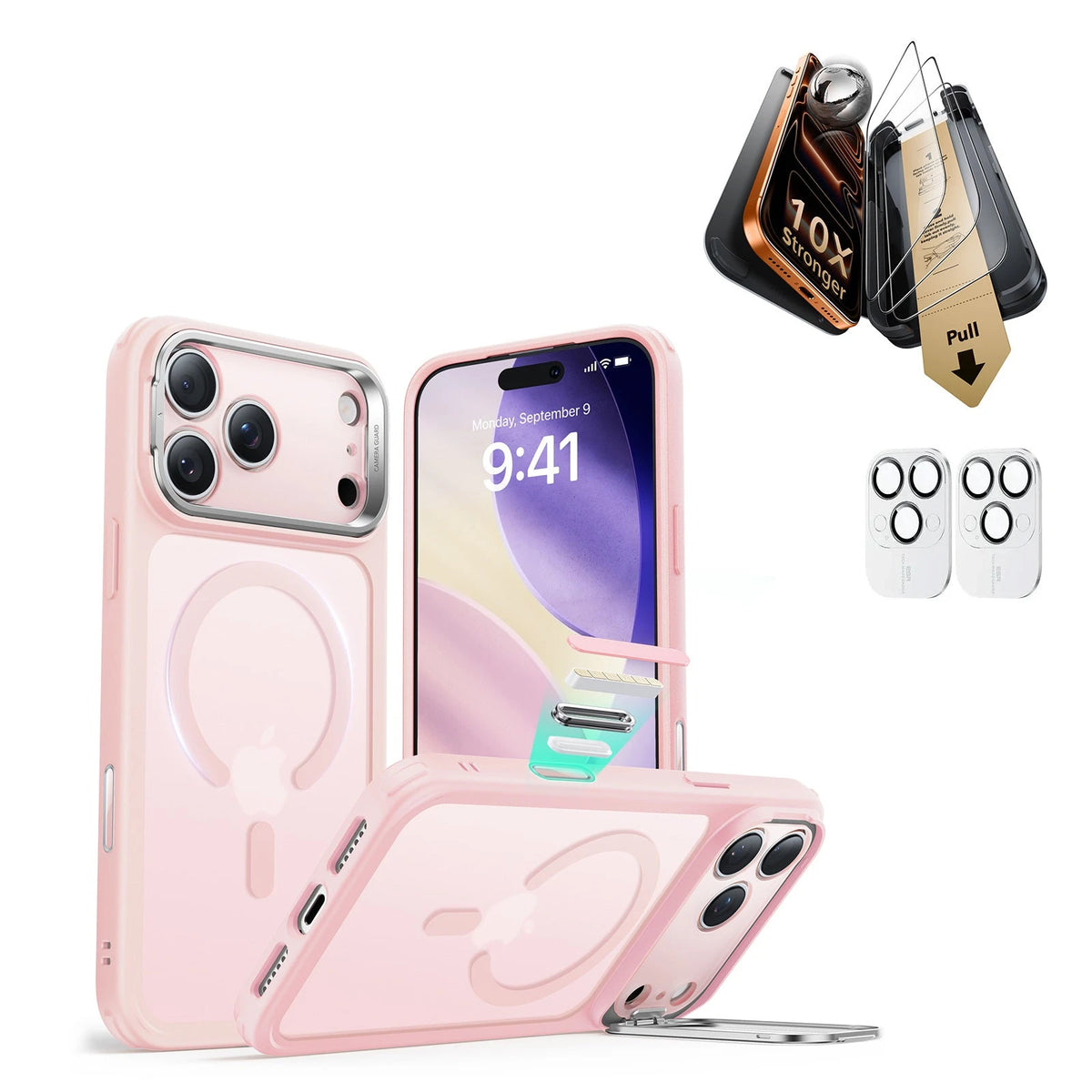 iPhone 17 Pro Classic Hybrid Magsafe Case with Corning Glass Screen Ptorctor Frosted Bubblegum Pink