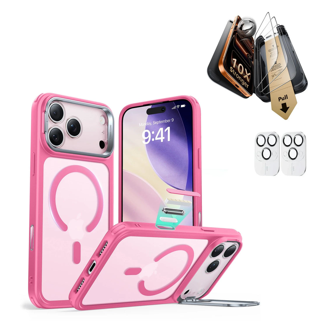 iPhone 17 Pro Classic Hybrid Magsafe Case with Corning Glass Screen Ptorctor Frosted Pink