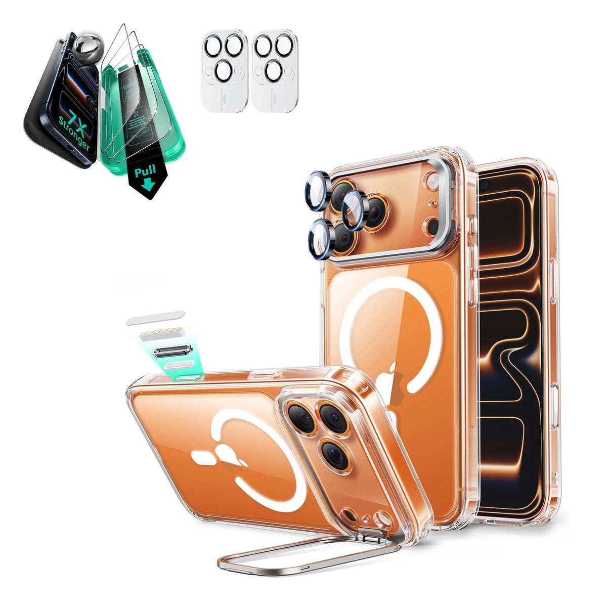 iPhone 17 Pro Classic Hybrid Magsafe Case Stand and Screen Protector Clear