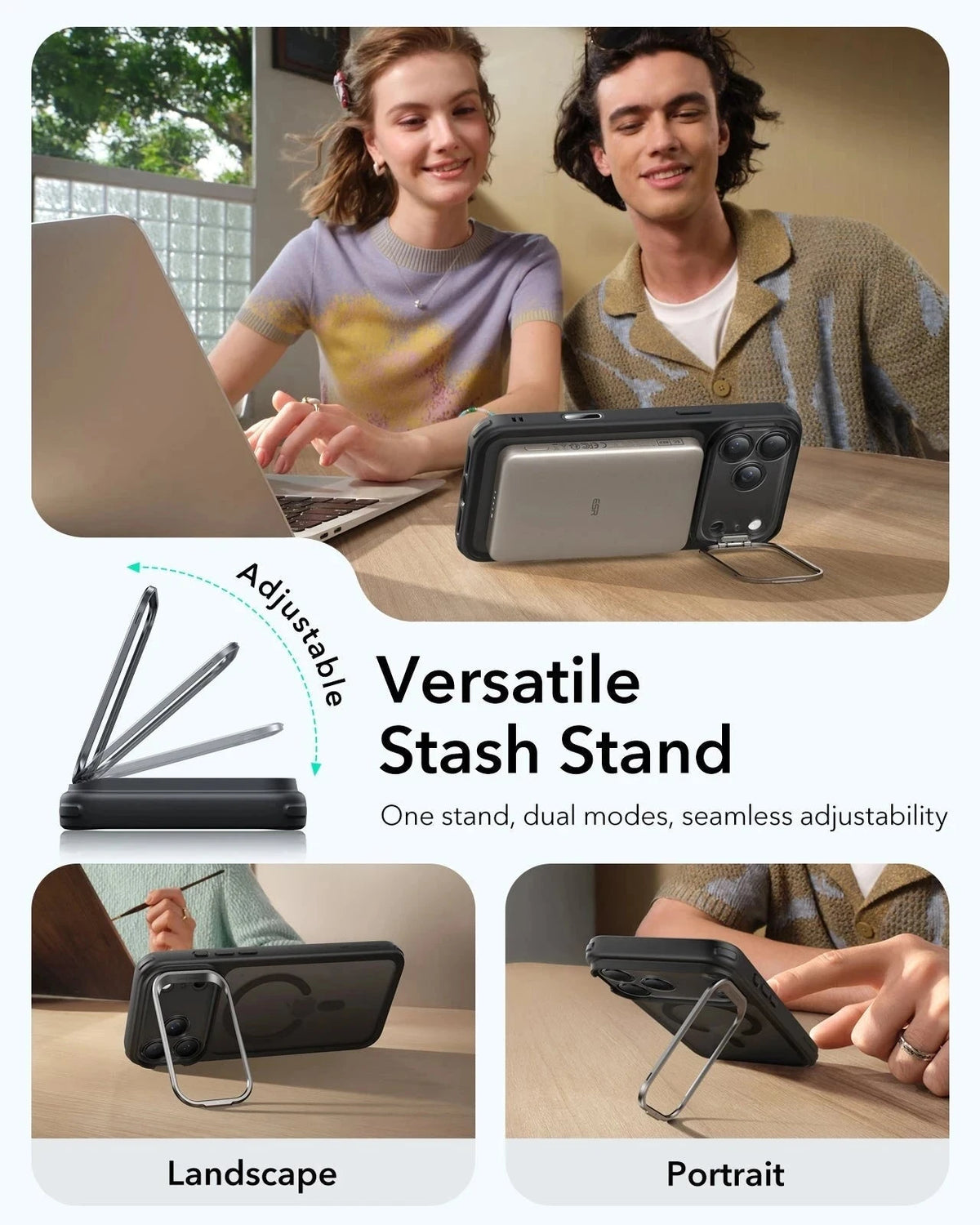iPhone 17 Pro Classic Hybrid Magsafe Case Frosted Black Versatile Stash Stand