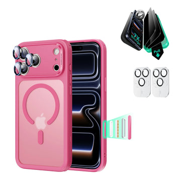 iPhone 17 Pro Classic Hybrid Magsafe Case with Privacy Screen Protector Bundle Frosted Pink