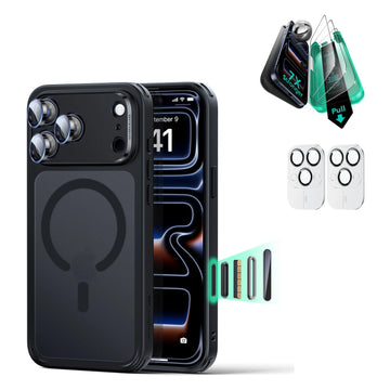 iPhone 17 Pro Classic Hybrid Magsafe Case with Screen Protector Bundle Frosted Black