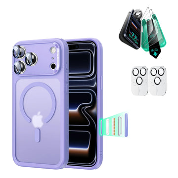 iPhone 17 Pro Classic Hybrid Magsafe Case with Screen Protector Bundle Frosted Purple