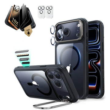 iPhone 17 Pro Classic Magsafe Case with Corning Glass Screen Protector Clear Black