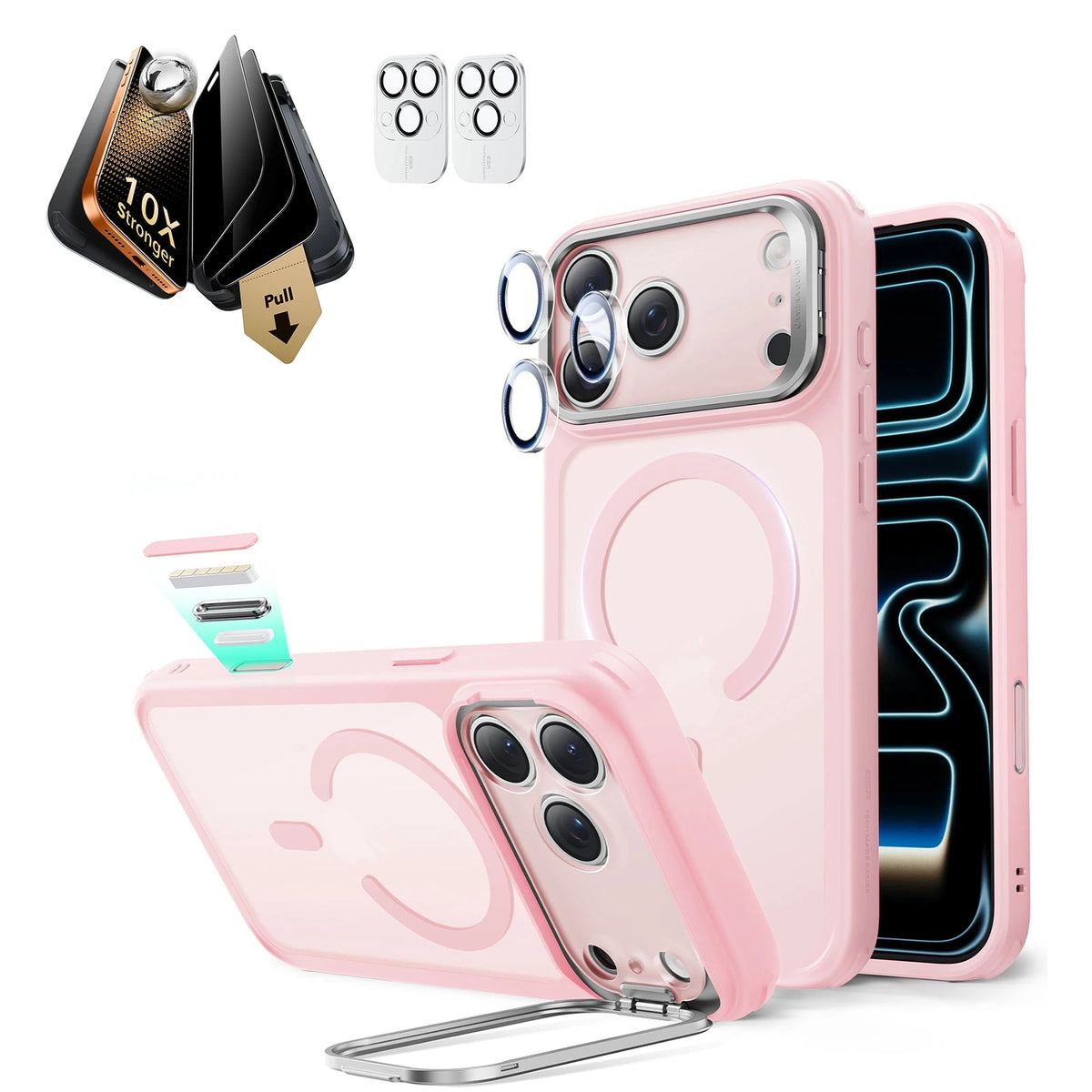 iPhone 17 Pro Classic Magsafe Case with Corning Glass Screen Protector Frosted Bubblegum Pink