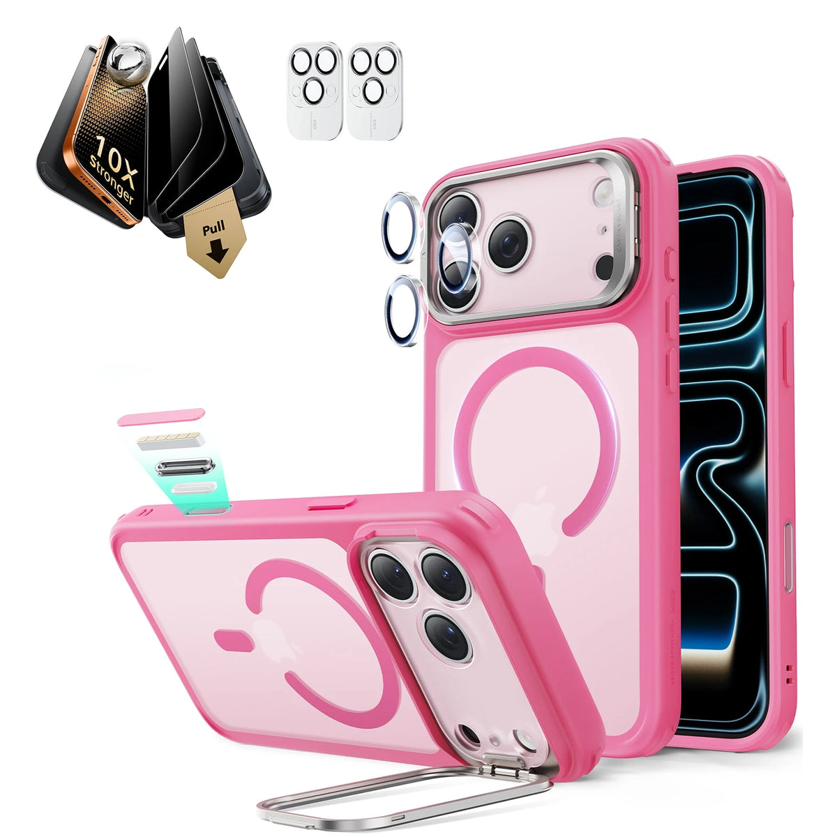 iPhone 17 Pro Classic Magsafe Case with Corning Glass Screen Protector Frosted Pink