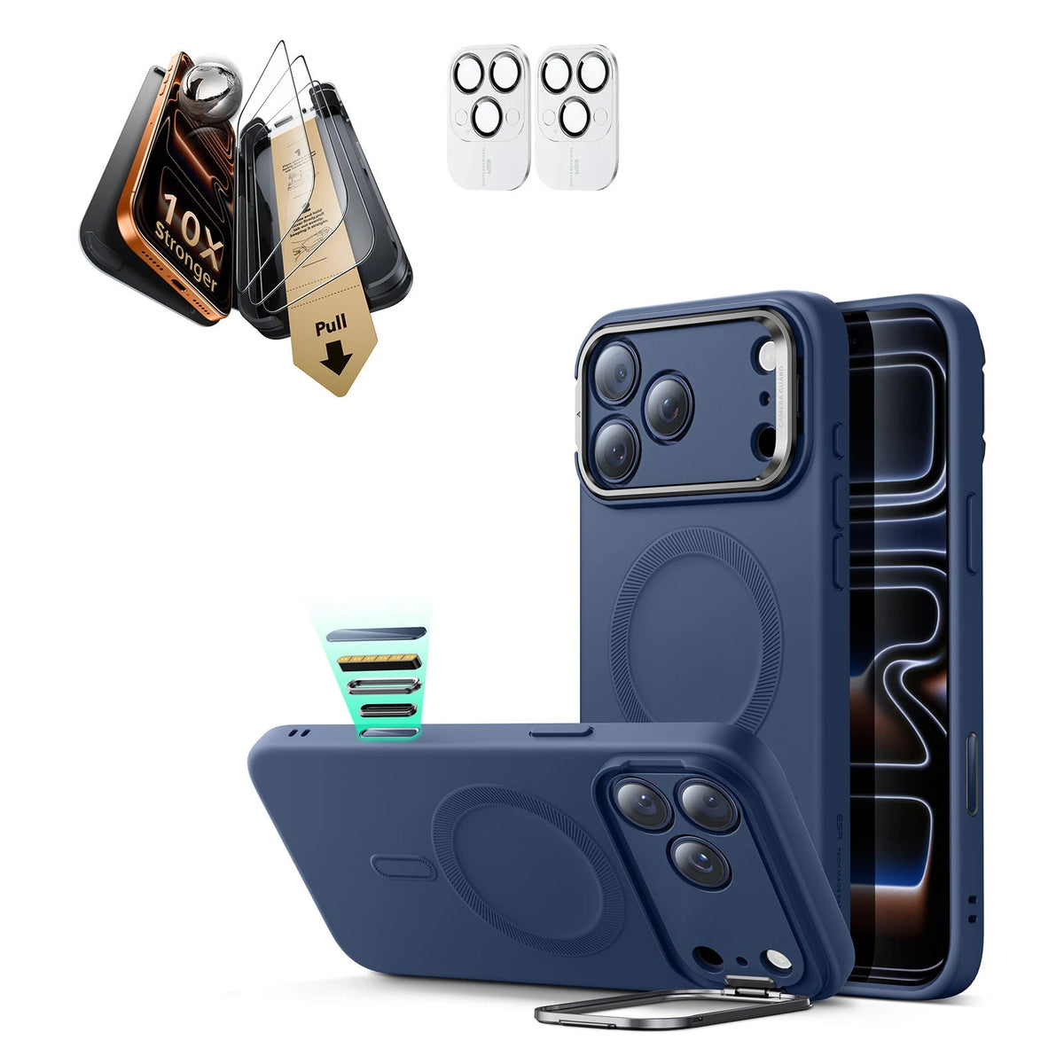 iPhone 17 Pro Cloud Soft Magsafe Case with Corning Glass Screen Ptorctor Blue