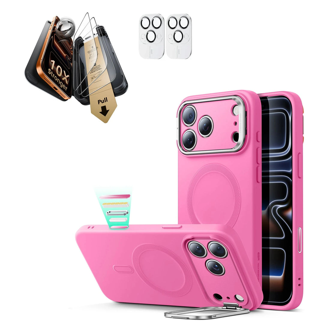 iPhone 17 Pro Cloud Soft Magsafe Case with Corning Glass Screen Ptorctor Rosy Pink