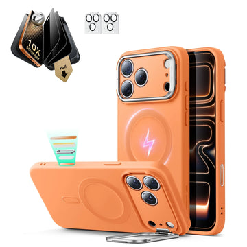 iPhone 17 Pro Cloud Soft  Magsafe Case with Corning Glass Screen Protector Orange