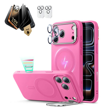iPhone 17 Pro Max Cloud Soft  Magsafe Case with Corning Glass Screen Protector Pink