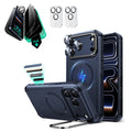 iPhone 17 Pro Cyber Tough Magsafe Case with Stand and Armorite Privacy Screen Protector Blue