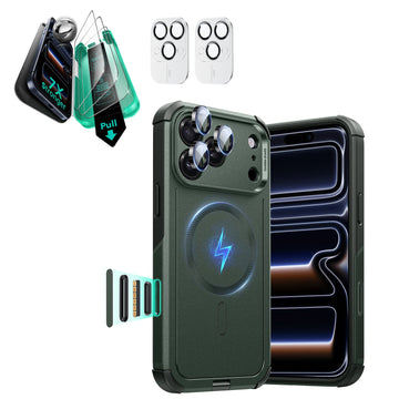 iPhone 17 Pro Cyber Tough Magsafe Case with Screen Protector Olive Green