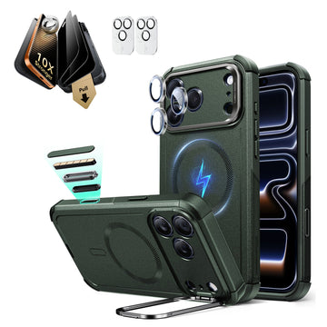 iPhone 17 Pro Cyber Tough Magsafe Case with Corning Glass Screen Protector Green