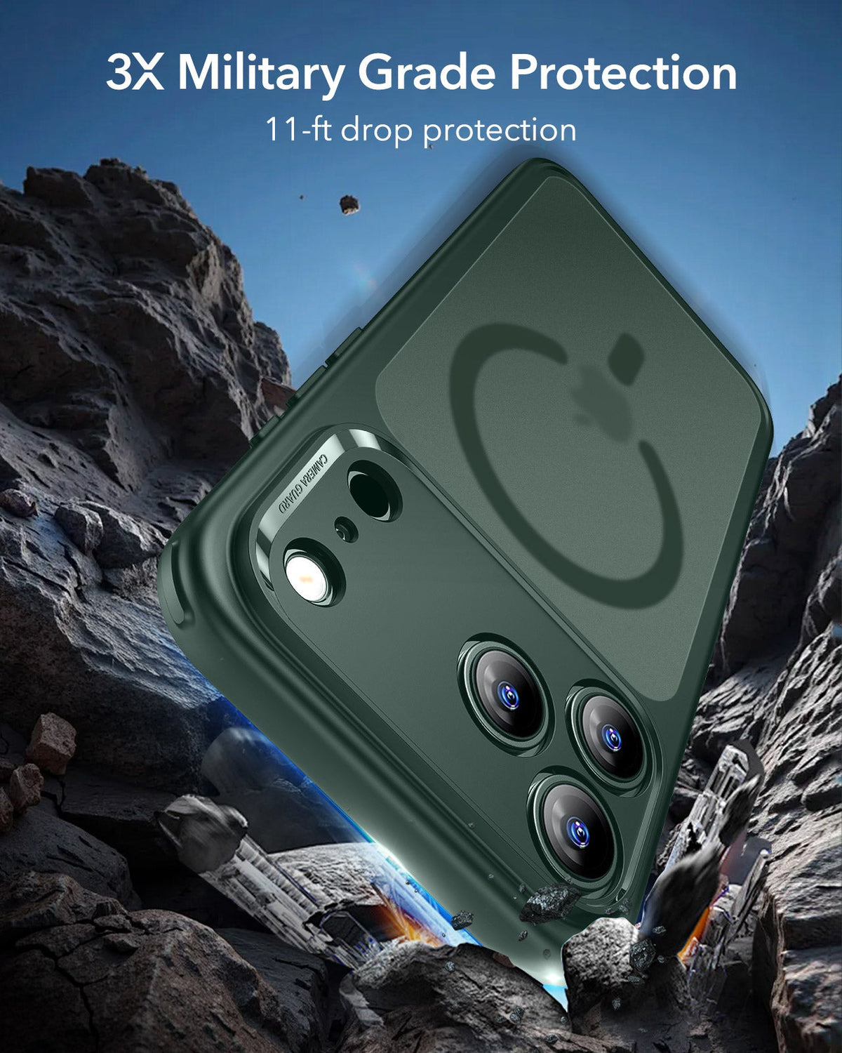 ESR iPhone 17 Pro Magsafe Case with Camera Control Frosted Green 3× Military Grade Protection