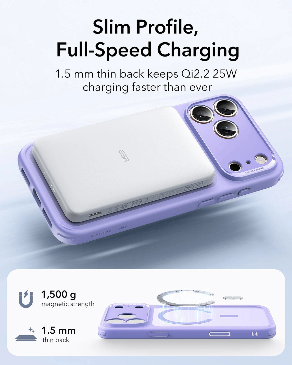 ESR iPhone 17 Pro Magsafe Case with Camera Control Frosted Purple Wireless charging