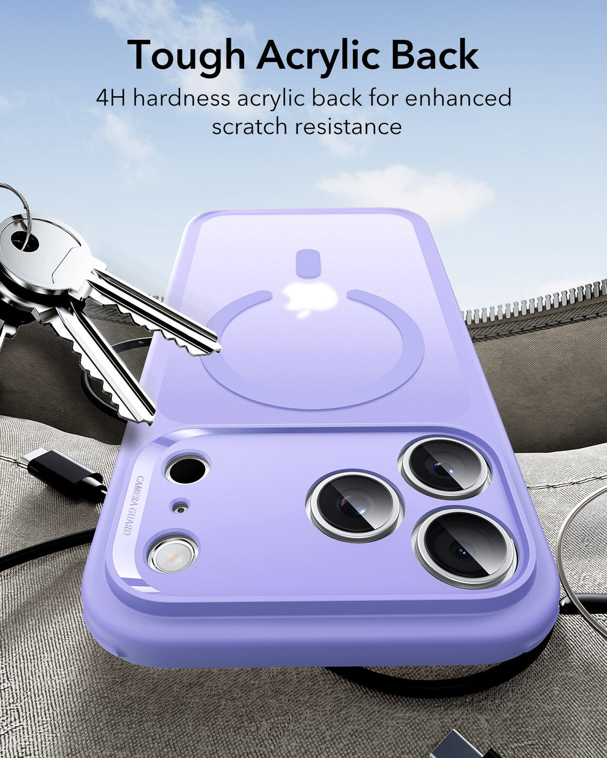 ESR iPhone 17 Pro Magsafe Case with Camera Control Frosted Purple Tough Acrylic Back