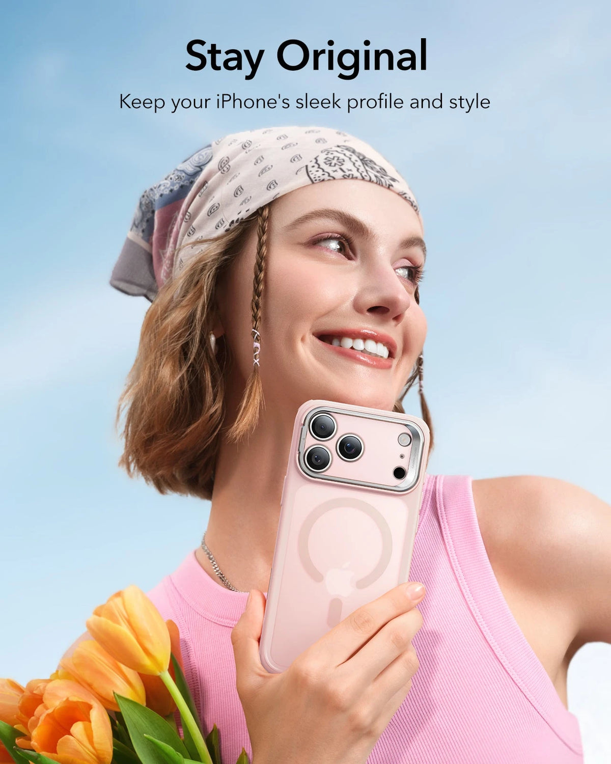 ESR iPhone 17 Pro Magsafe Case with Stand Camera Control Frosted Bubblegum Pink stay original