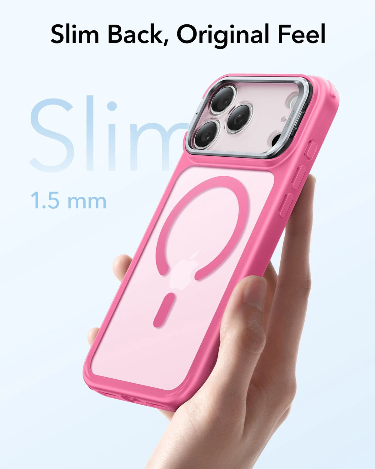 ESR iPhone 17 Pro Magsafe Case with Stand Camera Control Frosted Pink slim back
