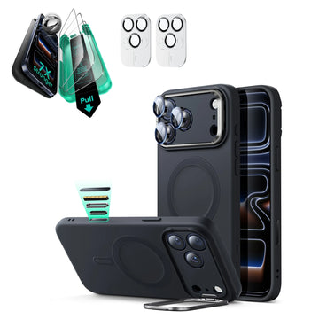 iPhone 17 Pro Cloud Soft Magnetic Case (Camera Control, Stash Stand) Armorite Protection Bundle - Black ESR ESR