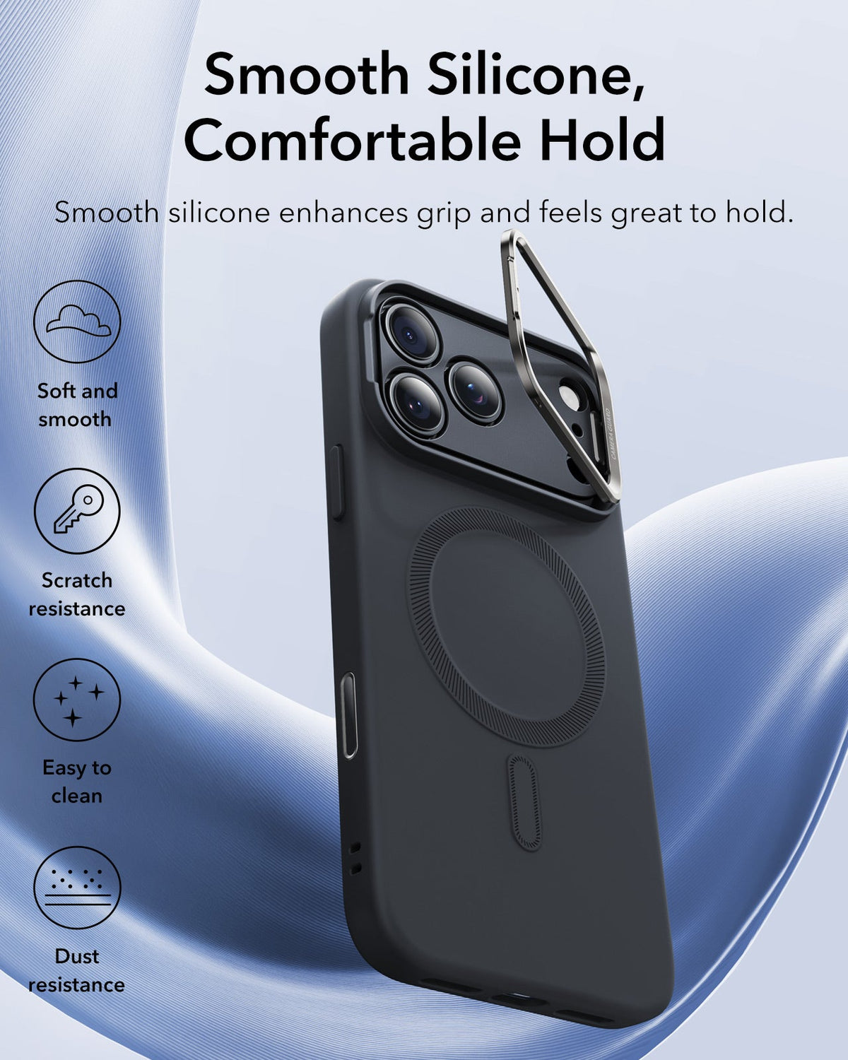 iPhone 17 Pro Cloud Soft Magnetic Case (Camera Control, Stash Stand) - Black ESR ESR