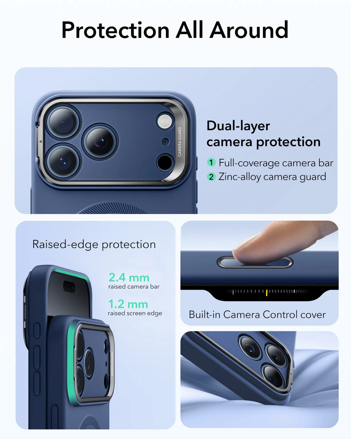 iPhone 17 Pro Cloud Soft Magnetic Case (Camera Control, Stash Stand) - Navy Blue ESR ESR