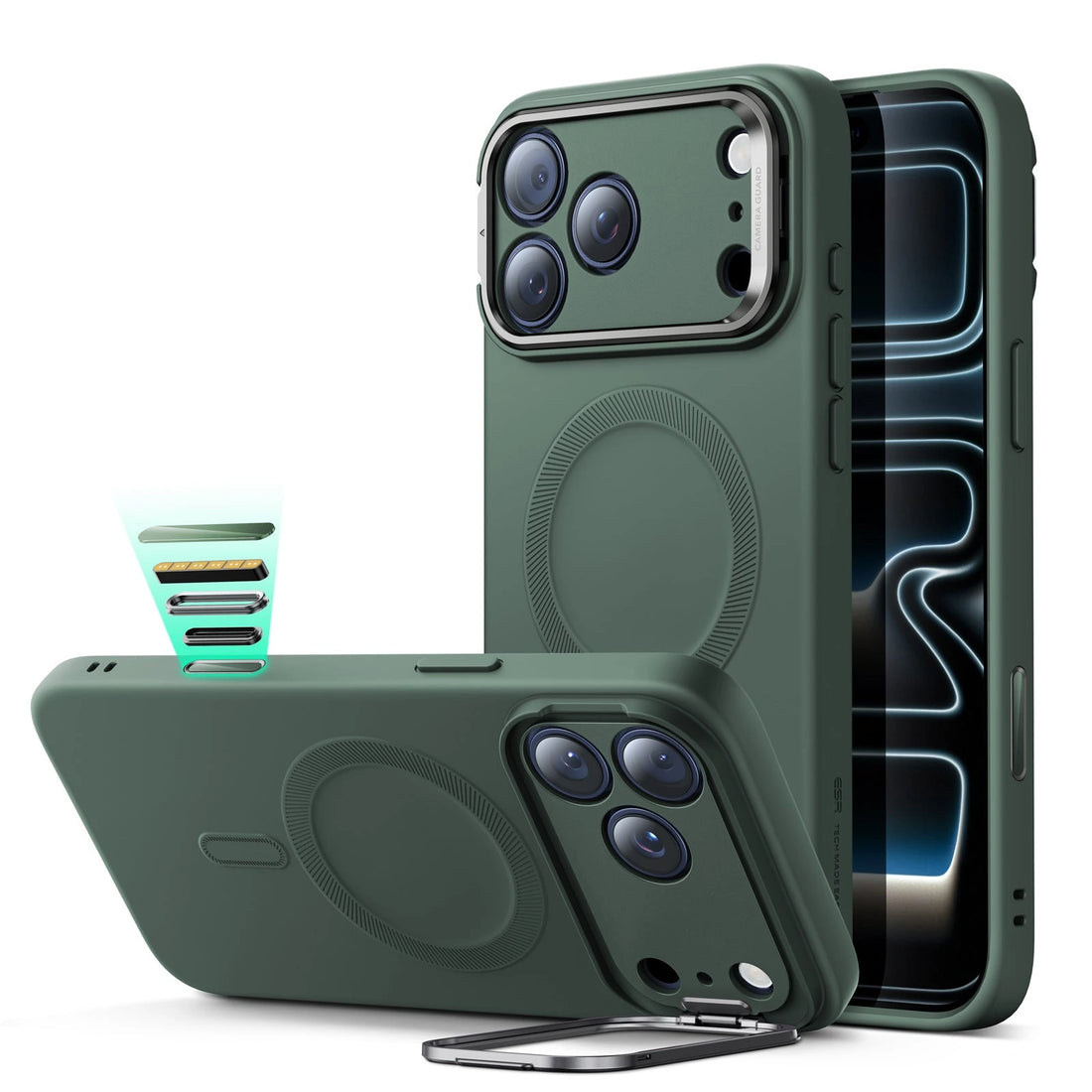 iPhone 17 Pro Cloud Soft Magnetic Case (Camera Control, Stash Stand) - Olive Green ESR ESR