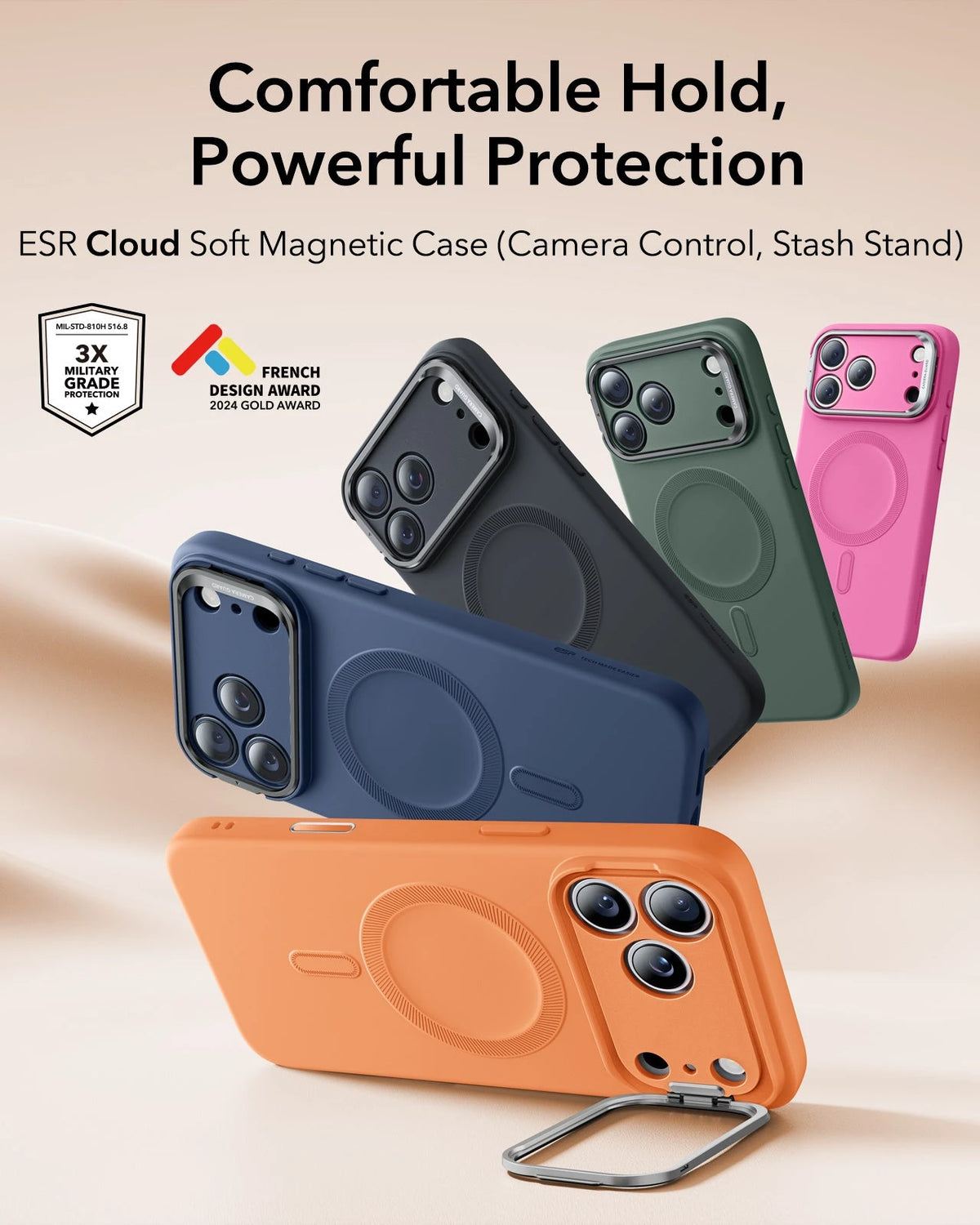 iPhone 17 Pro Cloud Soft Magnetic Case (Camera Control, Stash Stand) - Orange ESR ESR