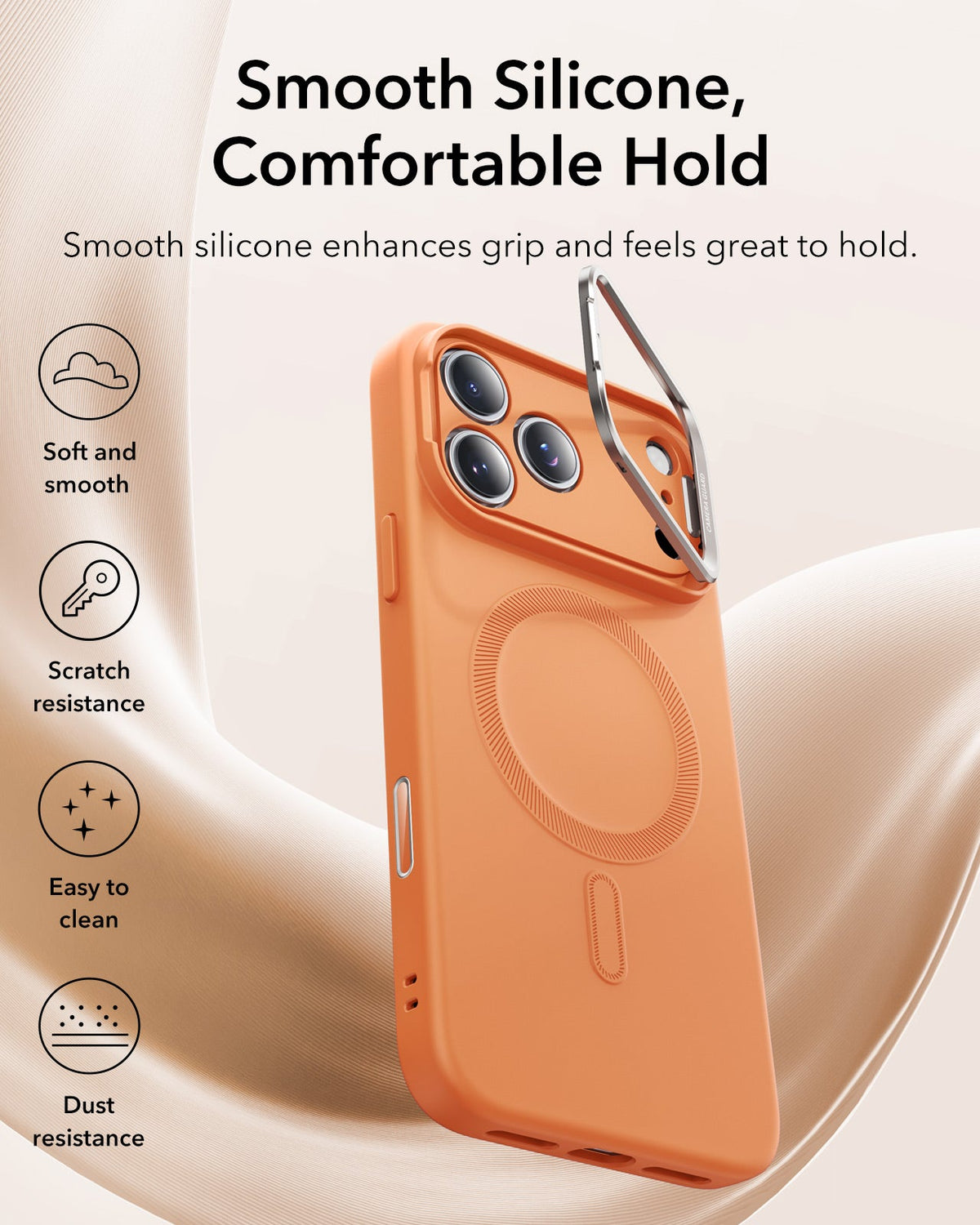 iPhone 17 Pro Cloud Soft Magnetic Case (Camera Control, Stash Stand) - Orange ESR ESR