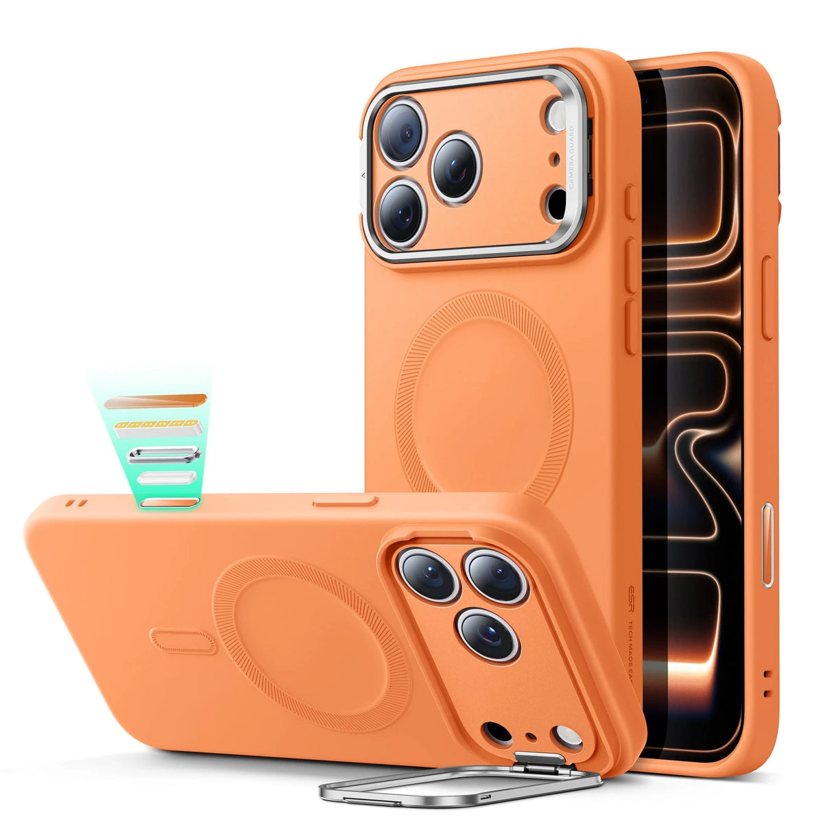 iPhone 17 Pro Cloud Soft Magnetic Case (Camera Control, Stash Stand) - Orange ESR ESR
