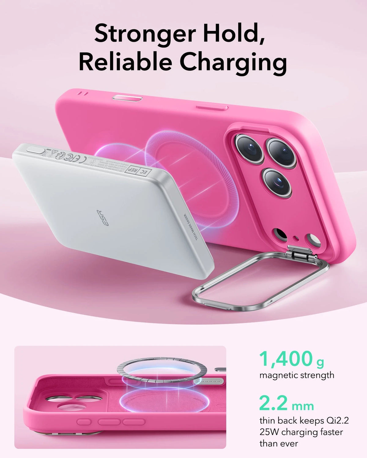 iPhone 17 Pro Cloud Soft Magnetic Case (Camera Control, Stash Stand) - Rosy Pink ESR ESR