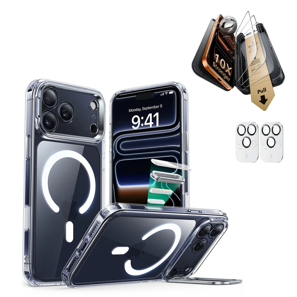 iPhone 17 Pro Max Classic Hybrid Magsafe Case with Corning Glass Screen Ptorctor Clear