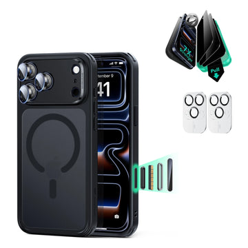 iPhone 17 Pro Max Classic Hybrid Magsafe Case with Privacy Screen Protector Bundle Frosted Black