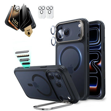 iPhone 17 Pro Max Classic Magsafe Case with Corning Glass Screen Protector Frosted Black