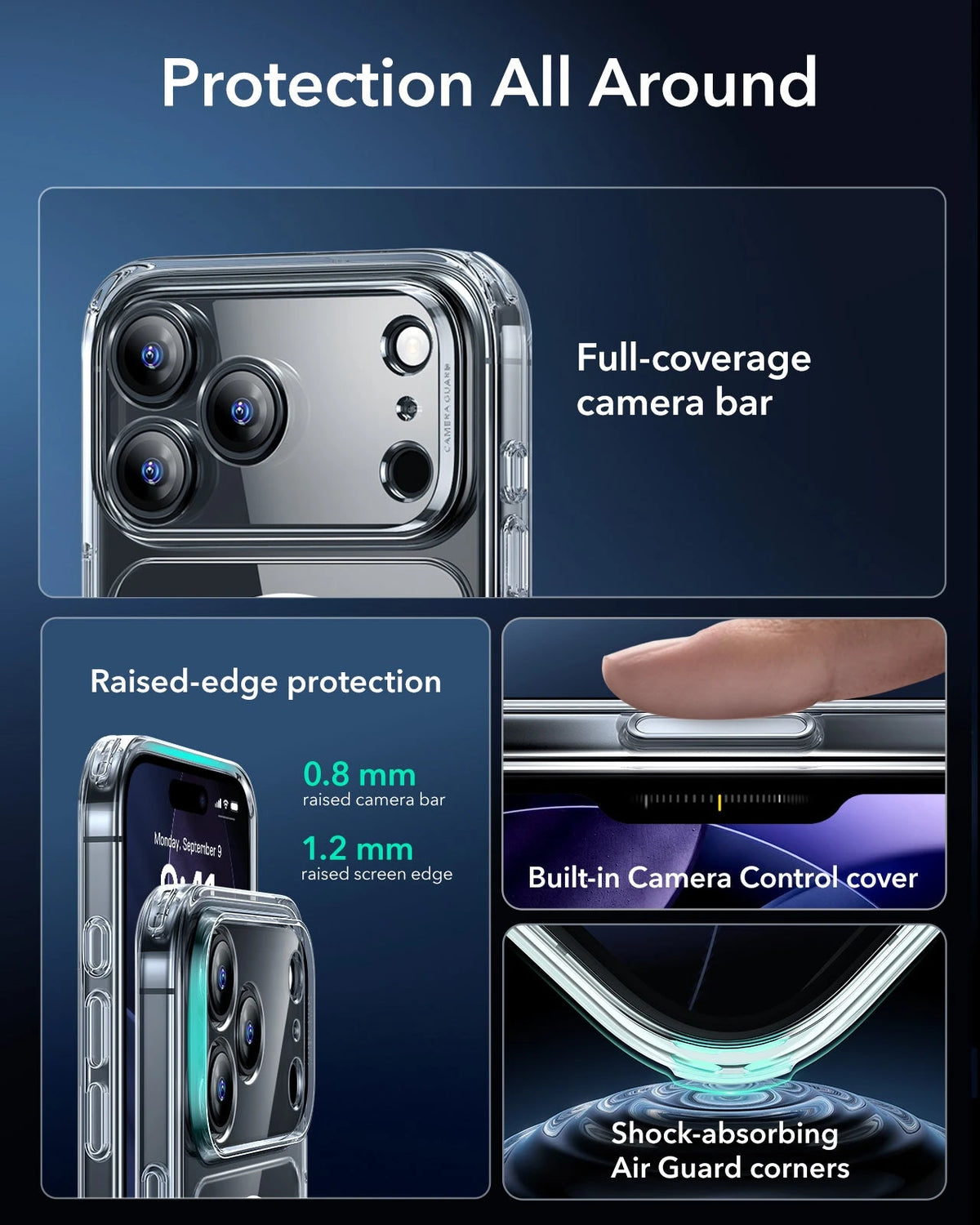 ESR iPhone 17 Pro Max Magsafe Case with Camera Control Clear Raised Edge Protection