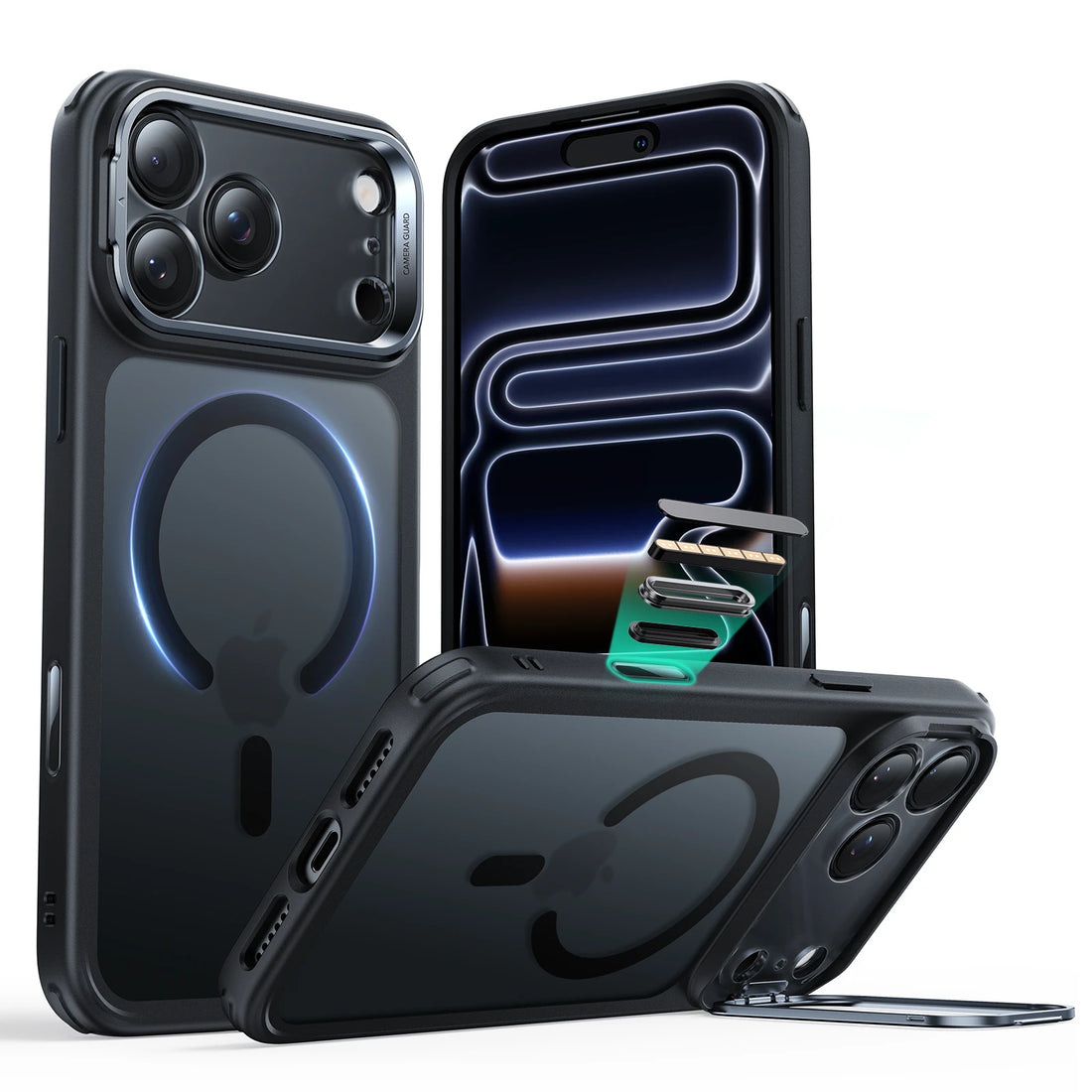 iPhone 17 Pro Max Classic Hybrid Magnetic Case (Camera Control, Stash Stand) - Frosted Black ESR ESR