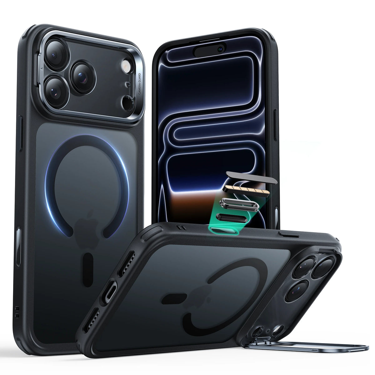 iPhone 17 Pro Max Classic Hybrid Magnetic Case (Camera Control, Stash Stand) - Frosted Black ESR ESR