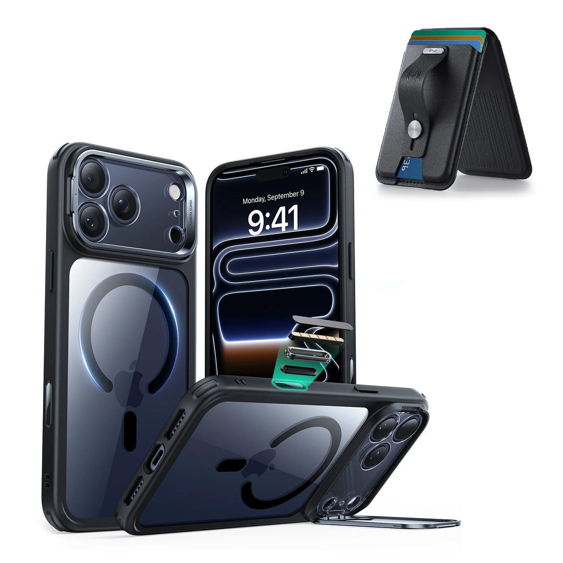 iPhone 17 Pro Max Classic Hybrid Magsfae Case With Magsafe Wallet  Clear Black