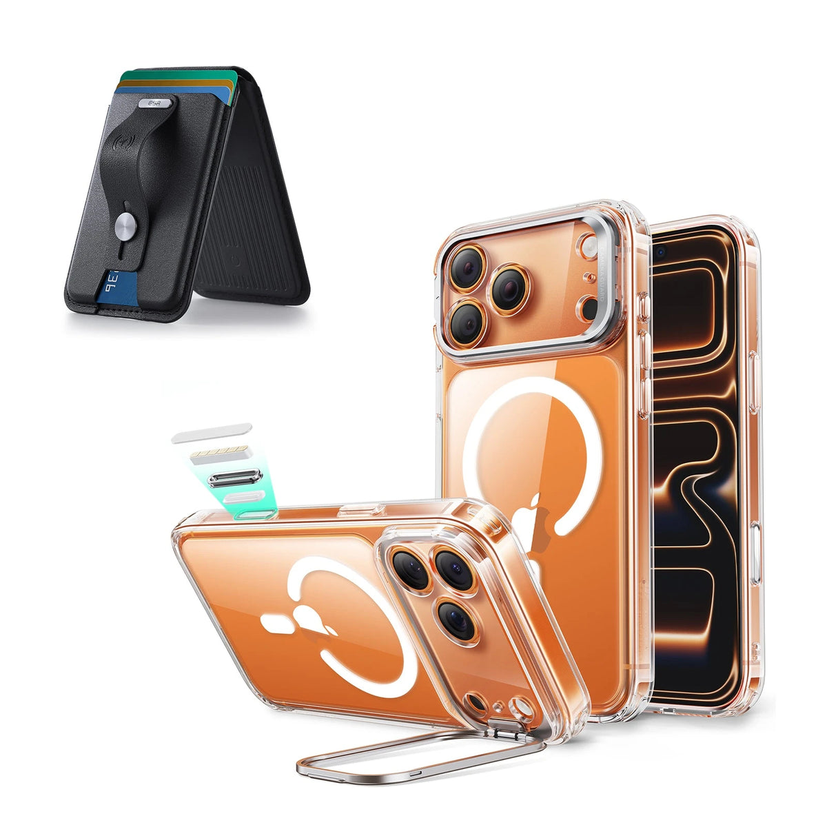 iPhone 17 Pro Max Classic Hybrid Magsfae Case With Magsafe Wallet  Clear