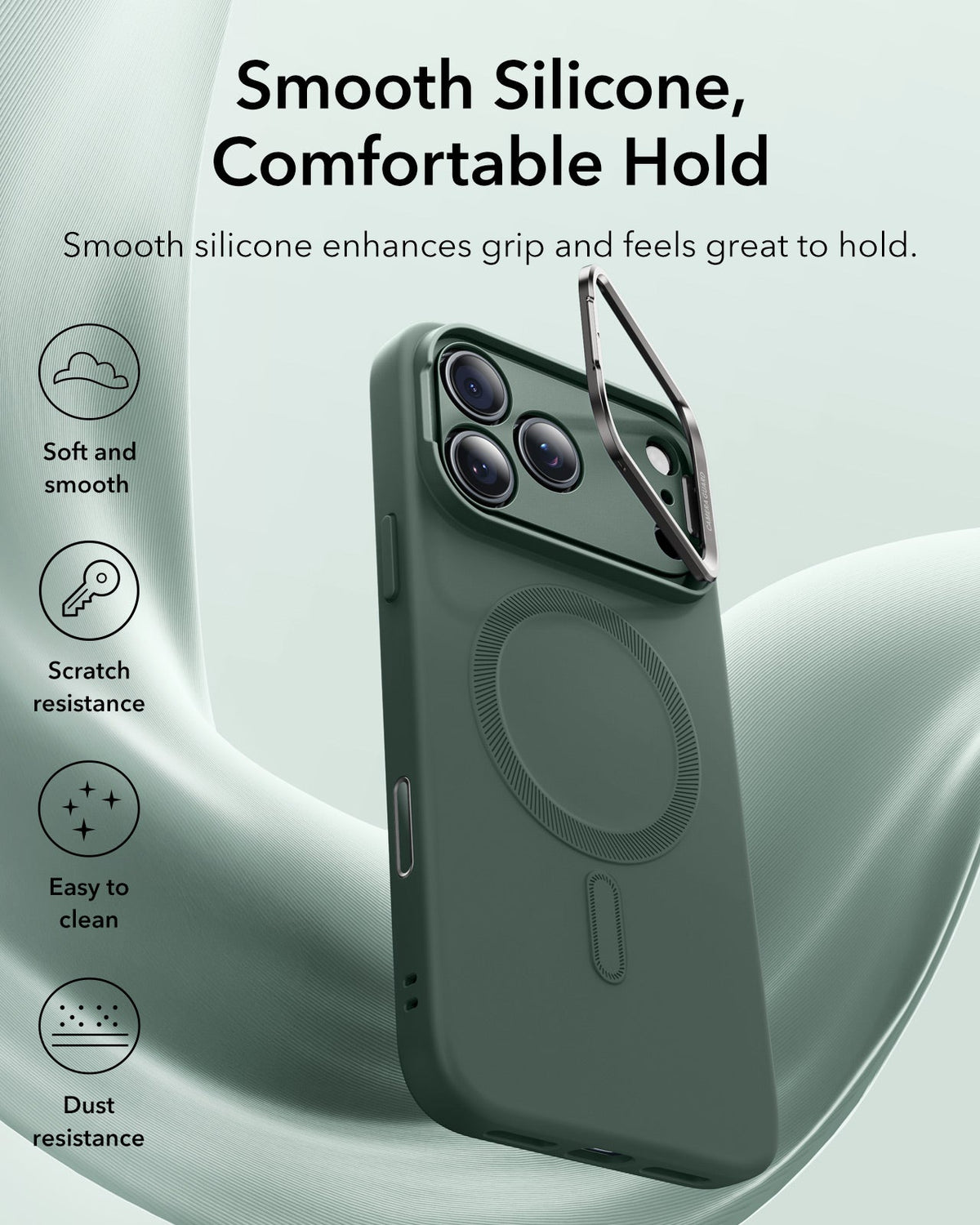iPhone 17 Pro Max Cloud Soft Magnetic Case (Camera Control, Stash Stand) - Olive Green ESR ESR