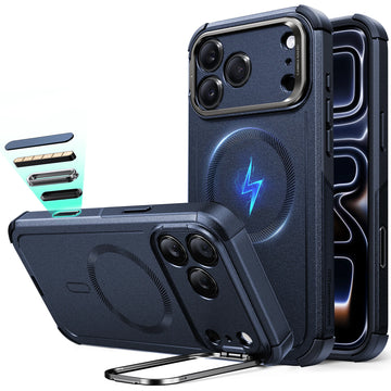 iPhone 17 Pro Max Cyber Tough Magnetic Case (Camera Control, Stash Stand) - Navy Blue ESR ESR