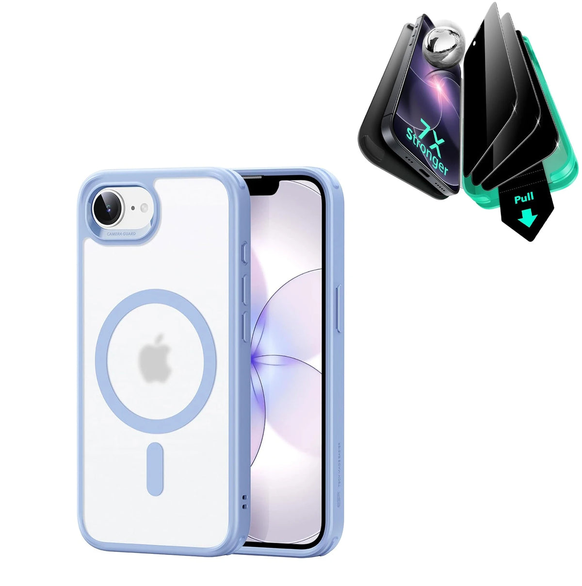 iPhone 17e Classic Hybrid Magsafe Case and Armorite Privacy Screen Protector Frosted Blue