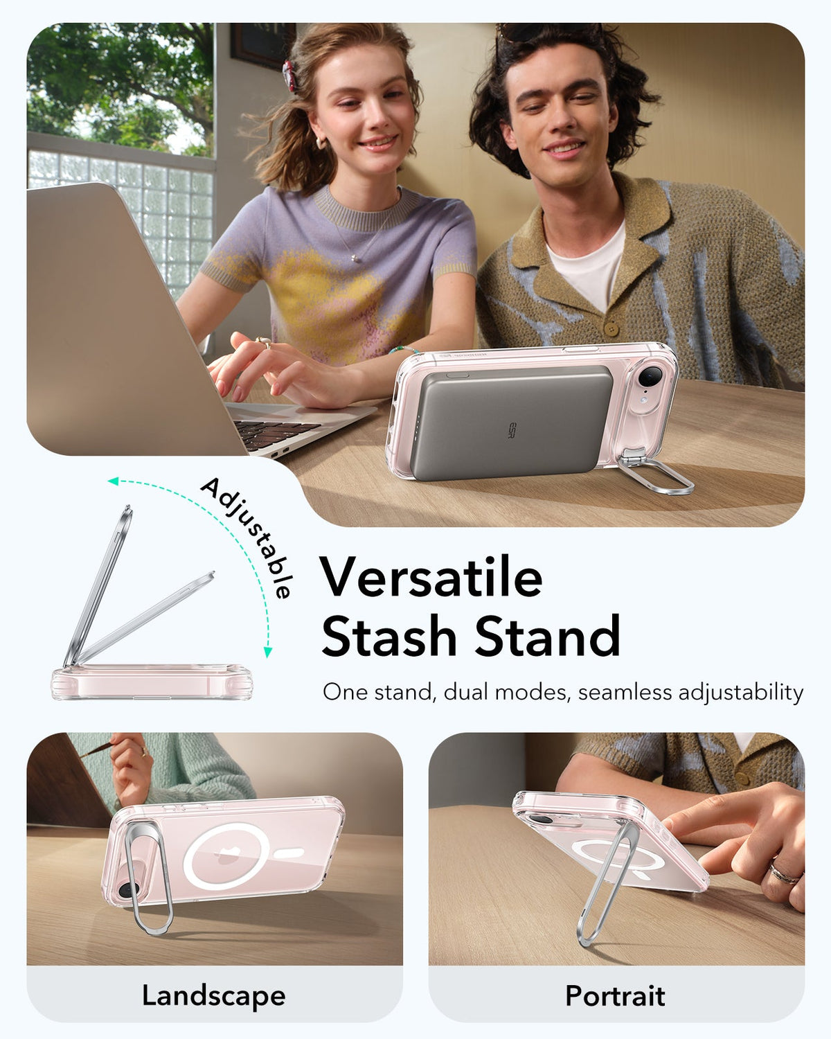 ESR iPhone 17e Classic Hybrid Magsafe Case with Stand Clear Versatile Stash Stand