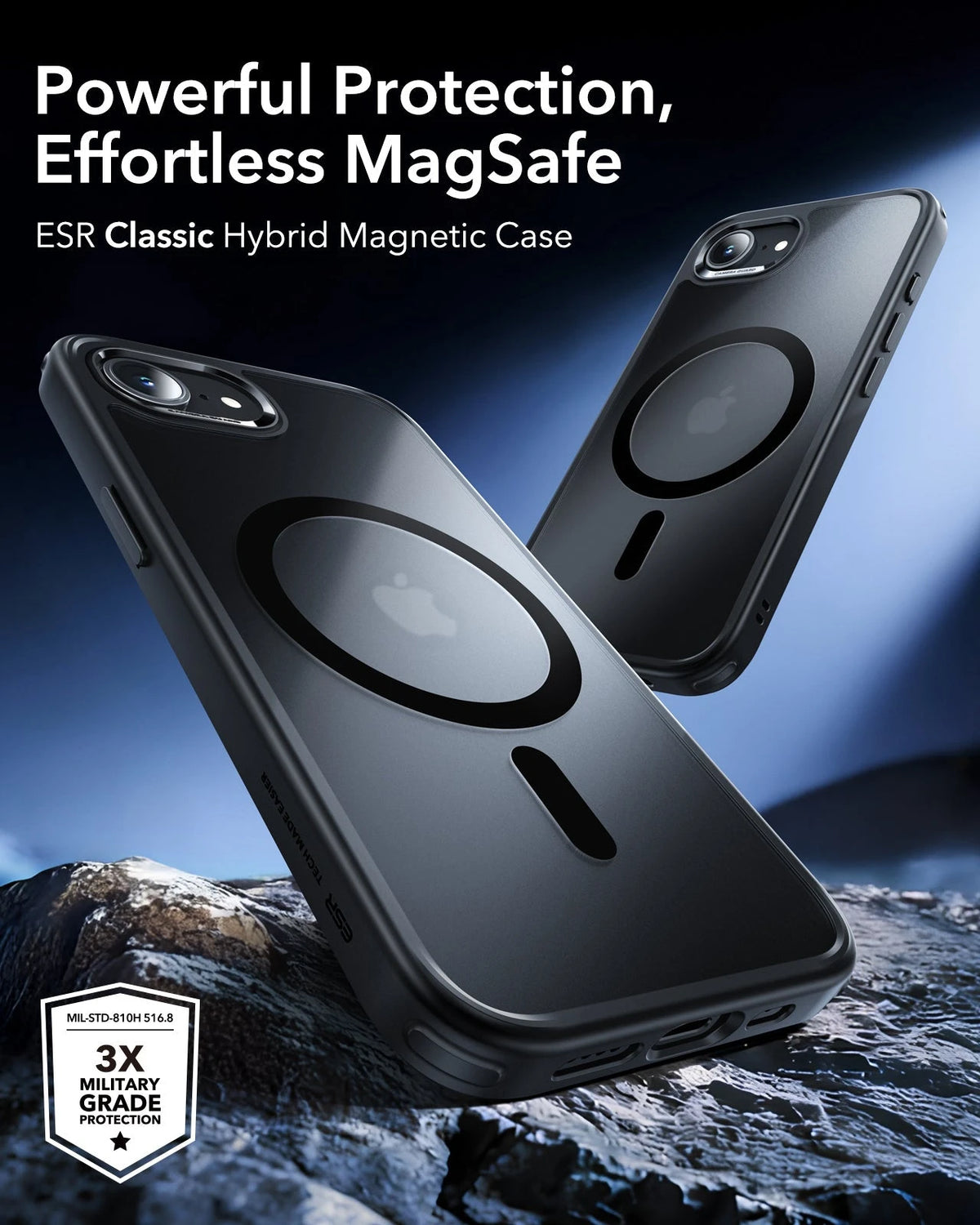 ESR iPhone 17e Classic Hybrid Magsafe Case Frosted Black Powerful Protection Effortless MagSafe