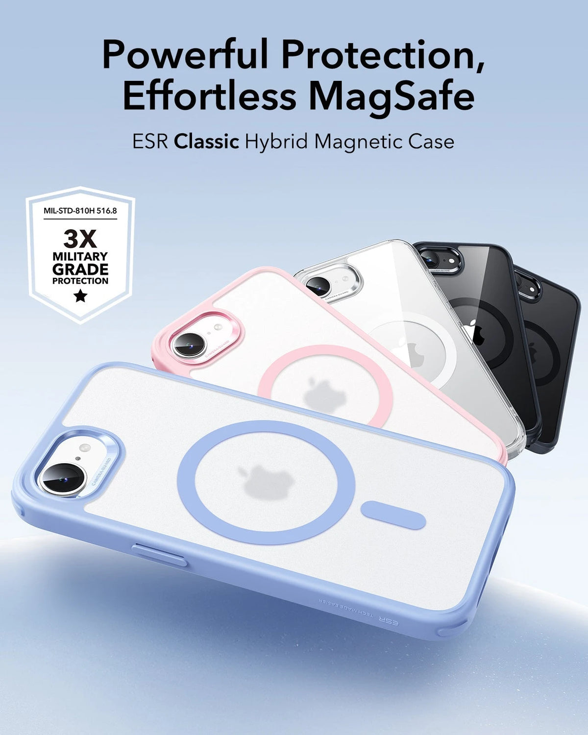 ESR iPhone 17e Classic Hybrid Magsafe Case Frosrted Light Pink Powerful Protection Effortless MagSafe