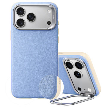 Misty Blue Vegan Leather iPhone 18 Pro Magsafe Case with Stand New