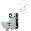 iPhone 18 Pro Atelier Vegan Leather Magnetic Case with Camera Control and Flex Stand, Plus Xtend 45W Retractable Charger Bundle - Gray