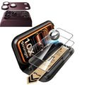 Deep Burgundy iPhone 18 Pro Corning Glass Screen Protector with Full Coverage Camera Lens Protector