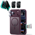 ESR Frosted Burgundy iPhone 18 Pro Magsafe Slim Phone Case with armorite tempered glass privacy screen protector and camera lens protector