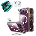 Clear iPhone 18 Pro Magsafe Slim Phone Case with Stand pair tempered glass screen protector and camera lens protector