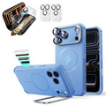Misty blue iPhone 18 Pro Cyebr Tough Magsafe Phone Case with Stand pair corning glass  screen protector and camera lens protector
